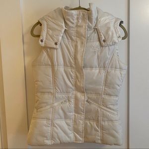 Pearl white adidas hooded puffy vest